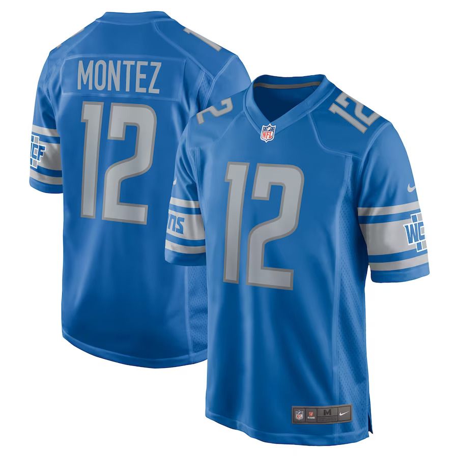 Men Detroit Lions 12 Steven Montez Nike Blue Home Game Player NFL Jersey
